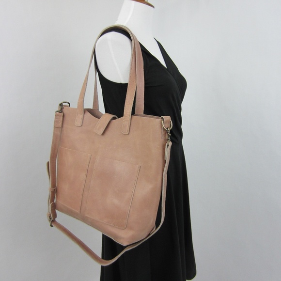 Leather Large Tote Bag Dusty Rose - Ethically Made - Picture 2 of 8